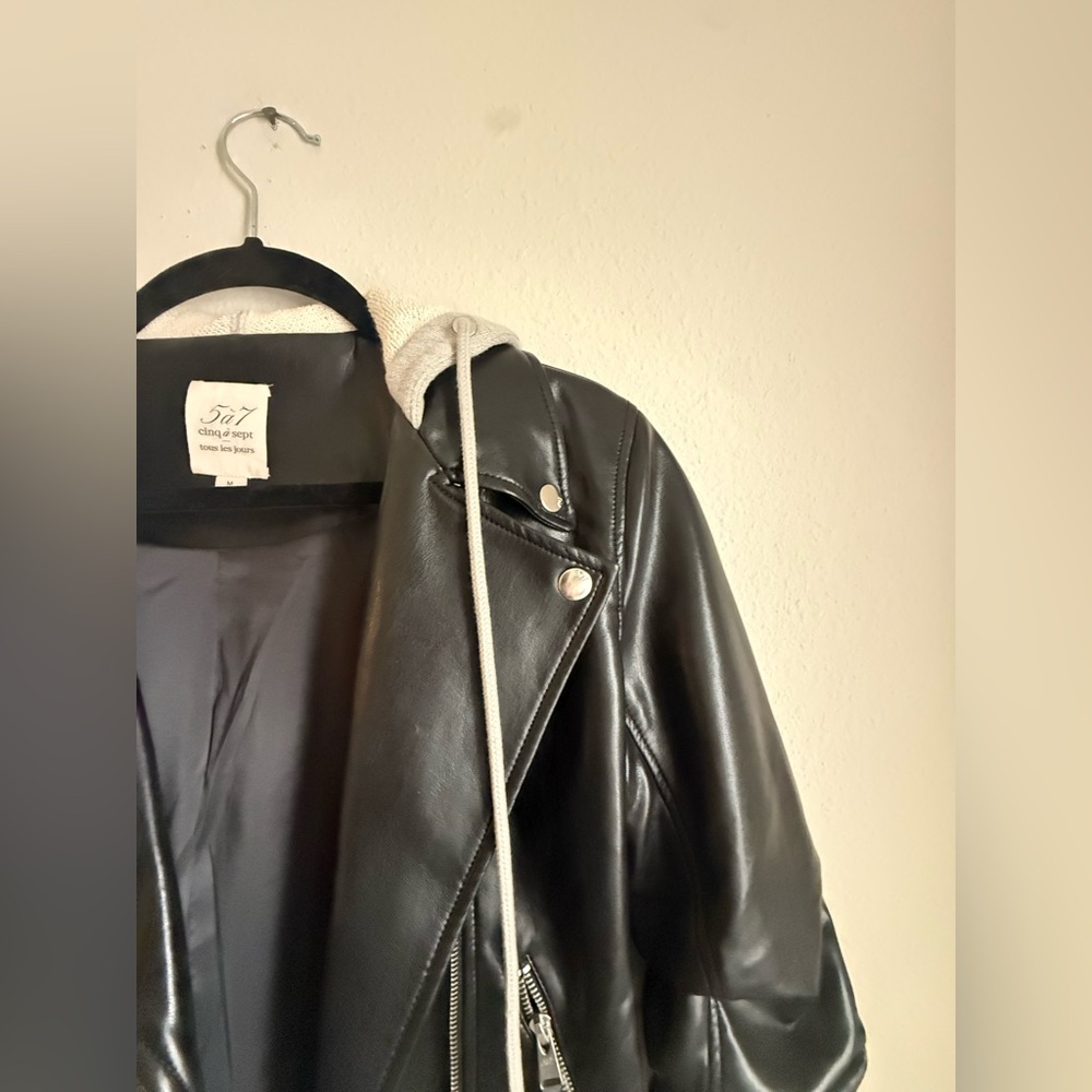 Cinq à Sept Evie Hooded Faux Leather Jacket - Picture 5 of 11